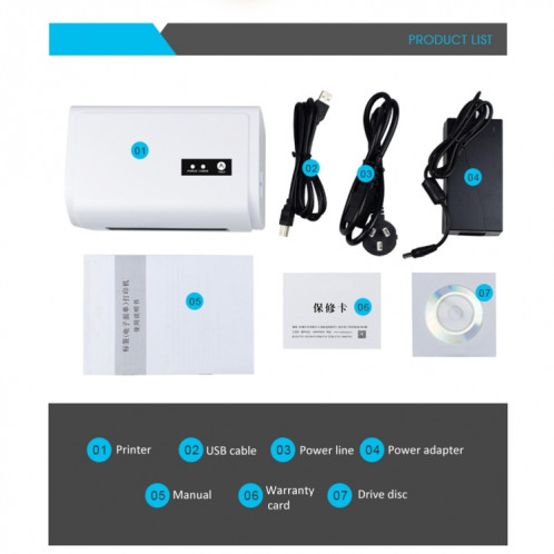 Imprimante thermique de ticket Bluetooth portable ZJ-9200 avec port USB SH0361445-010