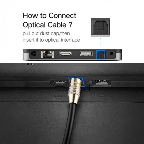 Câble audio numérique Toslink mâle à mâle à tête métallique nickelé de 30m OD6.0mm SH03821945-07