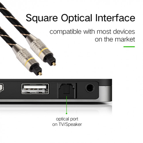 1m OD6.0mm plaqué or tête métallique tissé Net Line Toslink mâle vers mâle numérique câble audio optique SH0383613-07