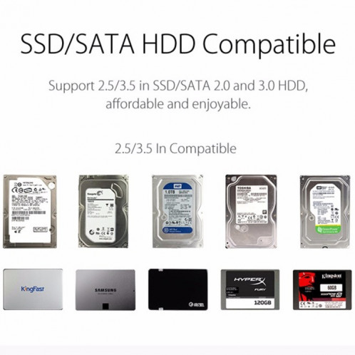 ORICO 3588US3 USB 3.0 Type-B 2.5 / 3.5 pouces SSD / SATA HDD boîtier de stockage disque dur boîte pour ordinateur portable PC de bureau (noir) SO537B1962-013