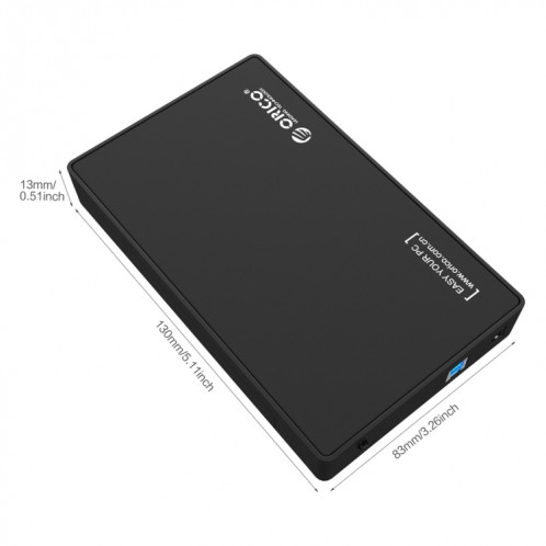 ORICO 3588US3 USB 3.0 Type-B 2.5 / 3.5 pouces SSD / SATA HDD boîtier de stockage disque dur boîte pour ordinateur portable PC de bureau (noir) SO537B1962-013