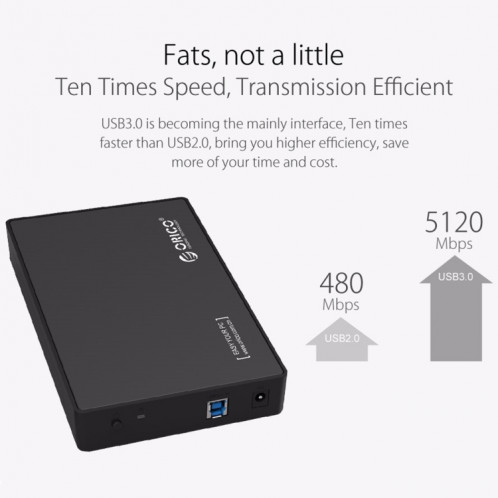 ORICO 3588US3 USB 3.0 Type-B 2.5 / 3.5 pouces SSD / SATA HDD boîtier de stockage disque dur boîte pour ordinateur portable PC de bureau (noir) SO537B1962-013