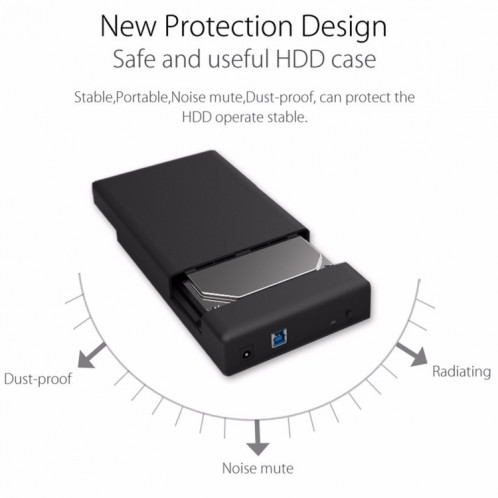 ORICO 3588US3 USB 3.0 Type-B 2.5 / 3.5 pouces SSD / SATA HDD boîtier de stockage disque dur boîte pour ordinateur portable PC de bureau (noir) SO537B1962-013