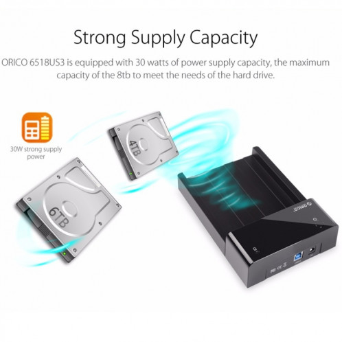 ORICO 6518US3 USB 3.0 Type-B 2.5 / 3.5 pouces Outil HDD Station d'accueil Station d'accueil externe Boîtier de disque dur externe (noir) SO538B449-014