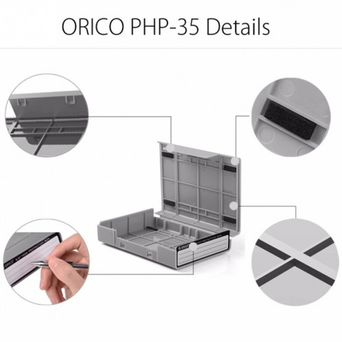 ORICO PHP-35 3.5 pouces SATA HDD Case disque dur disque protéger la boîte de couverture (gris) SO540H36-08