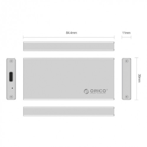 ORICO MSA-UC3 USB 3.1 Type C En Aluminium De Stockage Externe Boîtier Disque Dur Boîte pour 50mm x 30mm M-SATA SSD (Argent) SO549S1832-013