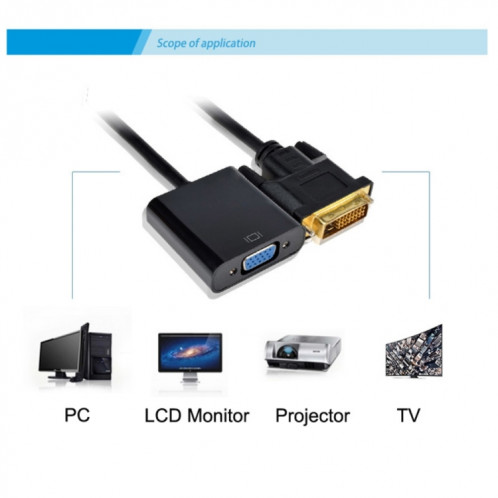 DVI-D 24 + 1 Pin Man à VGA 15 broches adaptateur HDTV Convertisseur (Noir) SD586B145-05