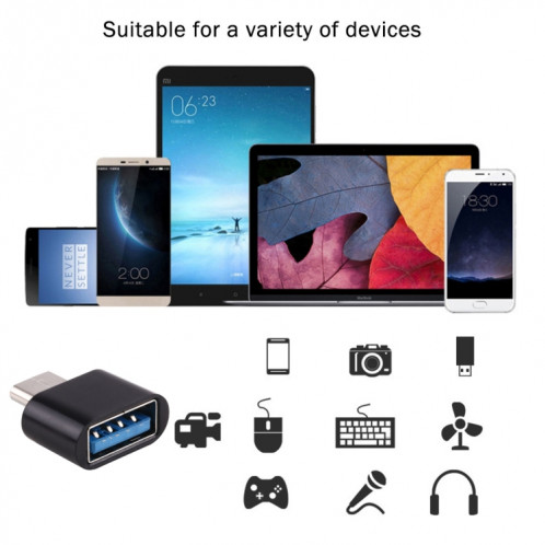 Homme en plastique USB-C / Type-C à USB 2.0 Adaptateur de chargement de données de transmission de données OTG (noir) SH587B793-07