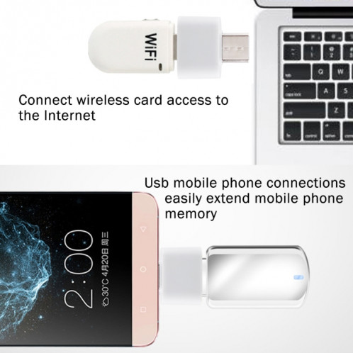 Homme en plastique USB-C / Type-C mâle à USB 2.0 Adaptateur de chargement de transmission de données OTG (blanc) SH587W1948-07