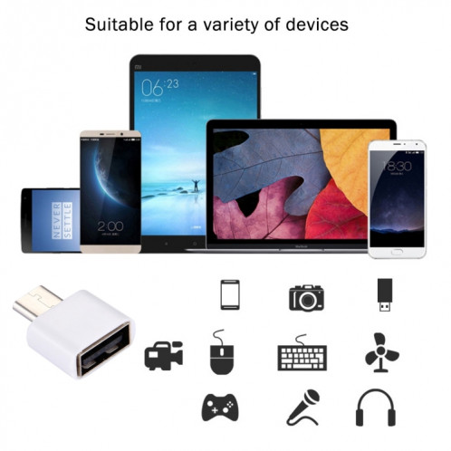 Homme en plastique USB-C / Type-C mâle à USB 2.0 Adaptateur de chargement de transmission de données OTG (blanc) SH587W1948-07