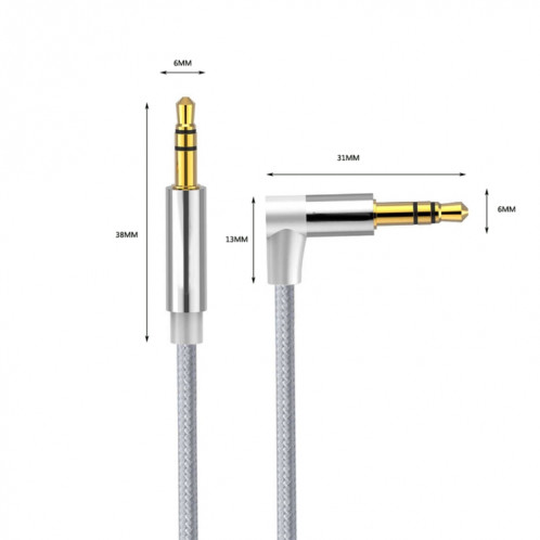 Câble audio AV01 de 3,5 mm mâle à mâle, longueur: 1,5 m (gris argenté) SH19SH1617-05