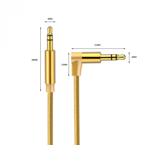 AV01 Câble audio coudé mâle à mâle 3,5 mm, longueur: 2 m (or) SH720J1142-05