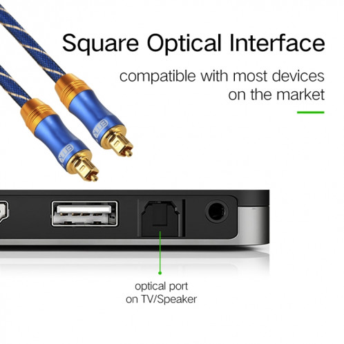 EMK LSYJ-A Câble audio numérique Toslink mâle-mâle à tête en métal plaqué or OD6.0mm SH07431913-07