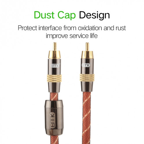 EMK TZ / A 5 m OD8.0mm Plaqué Or Tête Métallique RCA à RCA Fiche Numérique Coaxial Câble d'Interconnexion Câble Audio / Vidéo RCA SE07691277-07