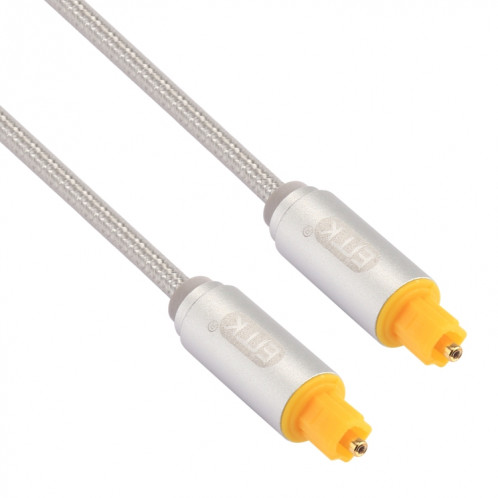 EMK 1.5m OD4.0mm Tête de Métal Plaqué Or Tressé Ligne de Toslink Mâle à Mâle Câble Audio Optique Numérique (Argent) SH782S1559-07