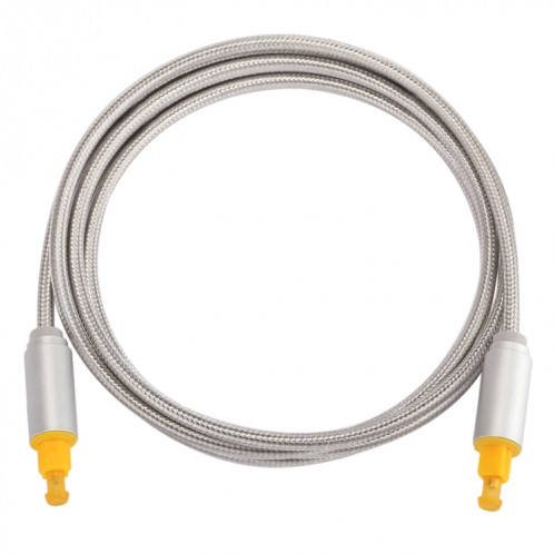 EMK 1.5m OD4.0mm Tête de Métal Plaqué Or Tressé Ligne de Toslink Mâle à Mâle Câble Audio Optique Numérique (Argent) SH782S1559-07