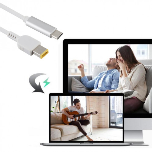 Câble de charge d'alimentation USB-C / Type-C vers Big Square Male pour Lenovo, longueur du câble: environ 1,5 m SH08081510-05