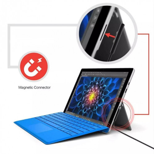 Câble de charge d'alimentation USB-C / Type-C à 6 broches magnétique pour ordinateur portable pour Microsoft Surface Pro 6/5, longueur du câble: environ 1,5 m SH0809819-08