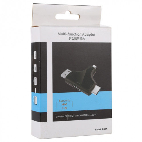 Adaptateur D62A DisplayPort + Mini DP + HDMI Mâle vers HDMI Femelle 3 en 1 SH084182-011