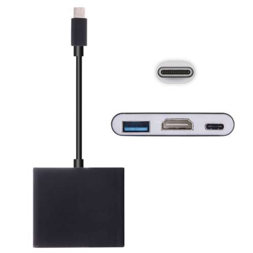 USB-C / Type-C 3.1 Mâle à USB 3.1 Type-C Femelle et HDMI Femelle et USB 3.0 Femelle Adaptateur, Pour Macbook 12 / Chromebook Pixel 2015 (Noir) SH849B774-05