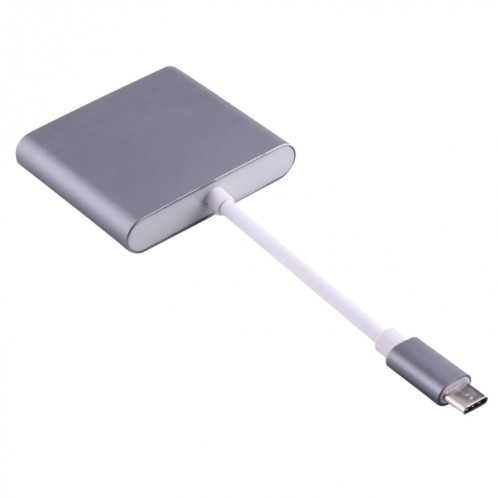 Adaptateur USB-C / Type-C 3.1 mâle vers USB 3.1 femelle-femelle et HDMI femelle-femelle et USB 3.0, pour Macbook 12 / Chromebook Pixel 2015 (gris) SH849H481-09