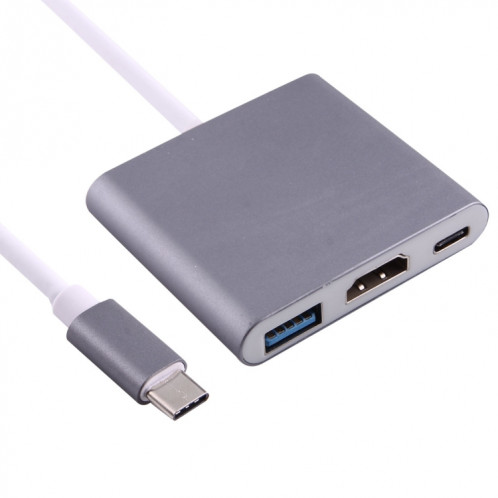 Adaptateur USB-C / Type-C 3.1 mâle vers USB 3.1 femelle-femelle et HDMI femelle-femelle et USB 3.0, pour Macbook 12 / Chromebook Pixel 2015 (gris) SH849H481-09