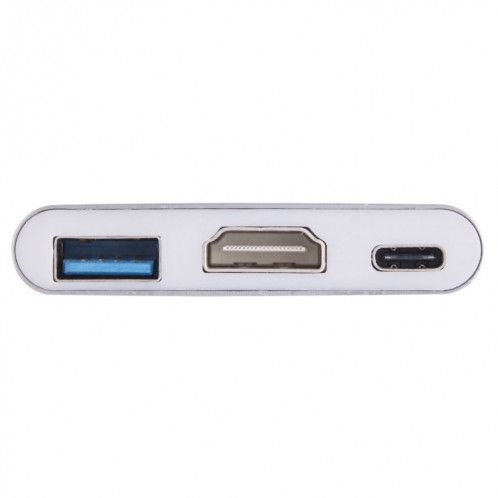 Adaptateur USB-C / Type-C 3.1 mâle vers USB 3.1 femelle-femelle et HDMI femelle-femelle et USB 3.0, pour Macbook 12 / Chromebook Pixel 2015 (gris) SH849H481-09
