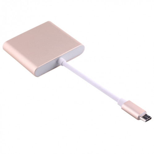 Adaptateur femelle USB-C / Type-C 3.1 mâle vers USB 3.1 femelle-femelle et HDMI femelle-femelle-USB 3.0, pour Macbook 12 / Chromebook Pixel 2015 (or) SH849J27-09
