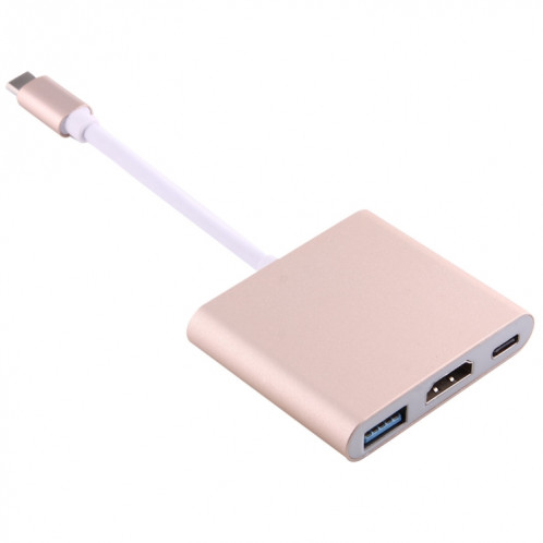 Adaptateur femelle USB-C / Type-C 3.1 mâle vers USB 3.1 femelle-femelle et HDMI femelle-femelle-USB 3.0, pour Macbook 12 / Chromebook Pixel 2015 (or) SH849J27-09