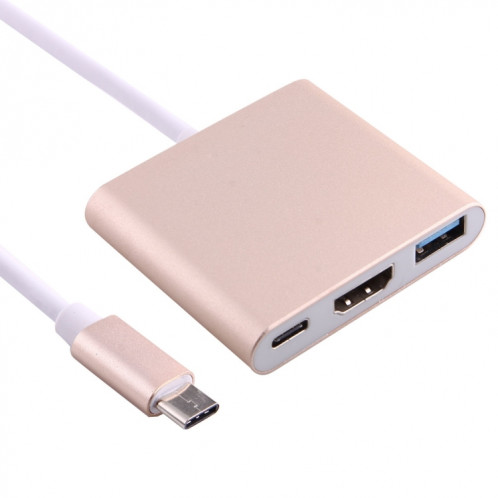 Adaptateur femelle USB-C / Type-C 3.1 mâle vers USB 3.1 femelle-femelle et HDMI femelle-femelle-USB 3.0, pour Macbook 12 / Chromebook Pixel 2015 (or) SH849J27-09