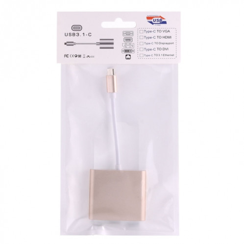 Adaptateur femelle USB-C / Type-C 3.1 mâle vers USB 3.1 femelle-femelle et HDMI femelle-femelle-USB 3.0, pour Macbook 12 / Chromebook Pixel 2015 (or) SH849J27-09