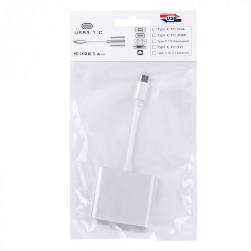 Adaptateur USB-C / Type-C 3.1 mâle vers USB-C / Type-C 3.1 femelle et HDMI femelle et USB 3.0 femelle, pour Macbook 12 / Chromebook Pixel 2015 (argent) SH08491659-09