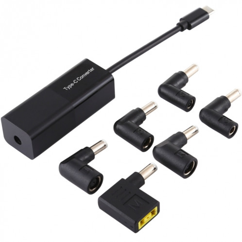 Adaptateur secteur pour ordinateur portable 65W Convertisseur USB-C / Type-C en adaptateur secteur 6 en 1 (Noir) SH883B1635-09