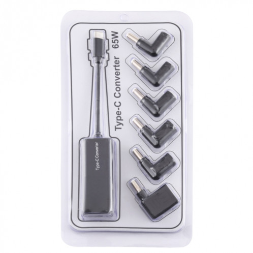 Adaptateur secteur pour ordinateur portable 65W Convertisseur USB-C / Type-C en adaptateur secteur 6 en 1 (Noir) SH883B1635-09