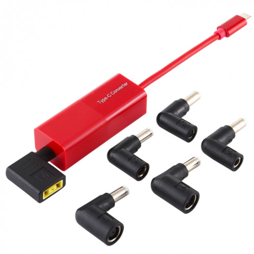Adaptateur secteur pour ordinateur portable 65 W Convertisseur USB-C / Type-C en adaptateur secteur 6 en 1 (rouge) SH883R1324-09