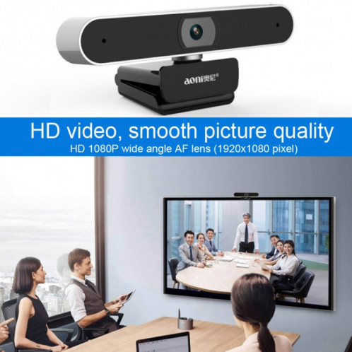 Aoni A30 Beauty FHD 1080P Smart IPTV WebCam Teleconference Teaching Live Broadcast Computer Camera with Microphone (Black) SH930B1580-09