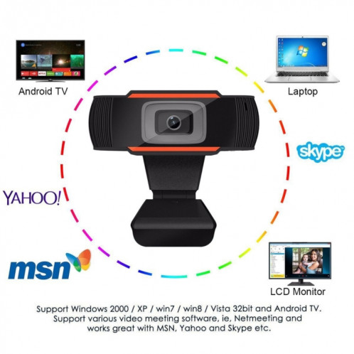 HD 720P Caméra d'ordinateur rotative USB Webcam PC Camera pour Skype / Android TV SH09531222-013