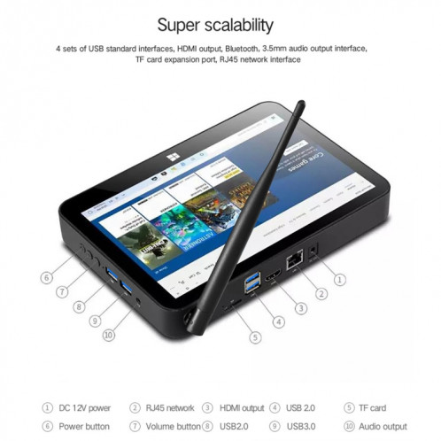 PiPo X11 Tablette Mini PC Style PC, 3GB + 64GB, 9.0 pouces Windows 10 Intel Celeron N4020 Quad Core up to 2.8GHz, prise US / EU (Noir) SP989B331-013