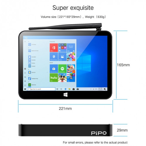 PiPo X11 Tablette Mini PC Style PC, 3GB + 64GB, 9.0 pouces Windows 10 Intel Celeron N4020 Quad Core up to 2.8GHz, prise US / EU (Noir) SP989B331-013