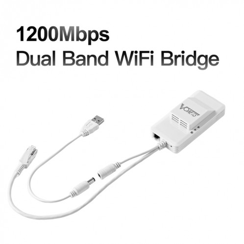 VONETS VAP11AC Mini pont sans fil 5G / 2.4G avec version ventilateur Répéteur WiFi 300 Mbps + 900 Mbps, prise en charge de la vidéosurveillance et du contrôle (blanc) SV1014122-014