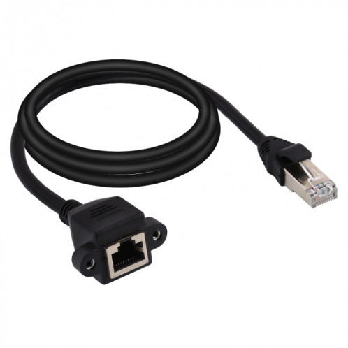 Câble d'extension de verrouillage à vis RJ45 femelle à mâle CAT5E, longueur: 2 m (noir) SH025B738-05