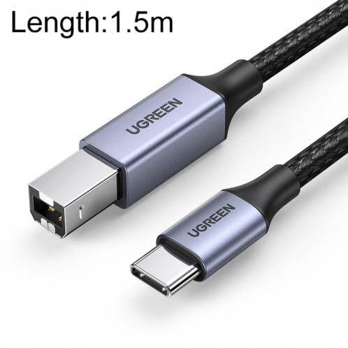 Ugreen Type-C / USB-C vers Type-B Câble de données de connexion tresse en nylon pour imprimante, longueur: 1,5 m SU11701651-010