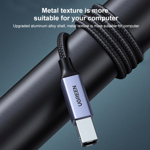 Ugreen Type-C / USB-C vers Type-B Câble de données de connexion tresse en nylon pour imprimante, longueur: 1,5 m SU11701651-010