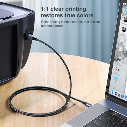 Ugreen Type-C / USB-C vers Type-B Câble de données de connexion tresse en nylon pour imprimante, longueur: 3 m SU1171848-010