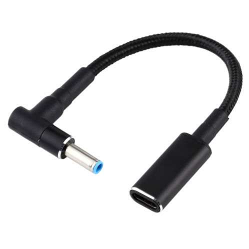 PD 100W 18,5-20V 4,5 x 0,6 mm coude vers adaptateur USB-C / Type-C Câble tresse en nylon pour HP SH11941697-05