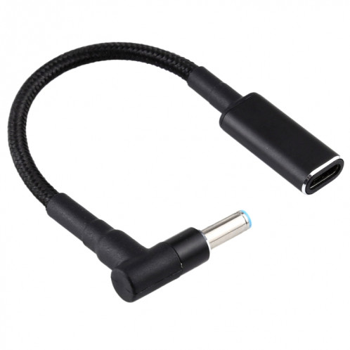 PD 100W 18,5-20V 4,5 x 0,6 mm coude vers adaptateur USB-C / Type-C Câble tresse en nylon pour HP SH11941697-05