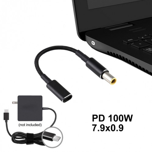PD 100W 18,5-20V 7,9 x 0,9 mm vers adaptateur USB-C / Type-C Câble tresse en nylon SH11961687-05