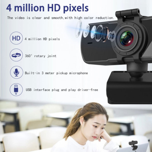 Webcam USB de caméra d'ordinateur intelligent d'affaires 2K HD avec microphone SH12071099-09