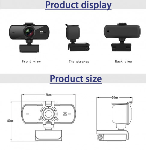 Webcam USB de caméra d'ordinateur intelligent d'affaires 2K HD avec microphone SH12071099-09
