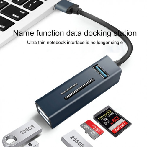 15102 5 en 1 USB-C / Type-C vers USB3.0 + Adaptateur HUB pour lecteur de carte SD / TF (Argent) SH208S930-07